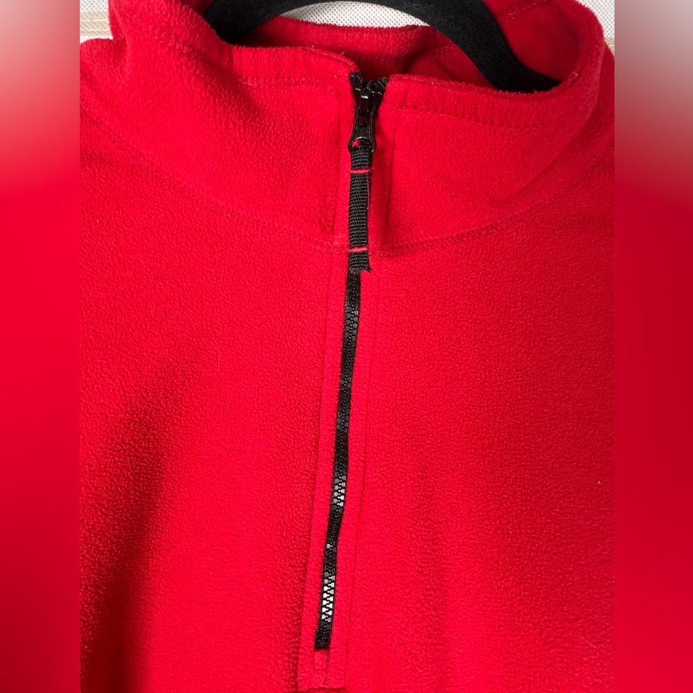 Lands End Mens Red Quarter Zip Pullover Long Sleeve Fleece Jacket Size XXL - Picture 3 of 5